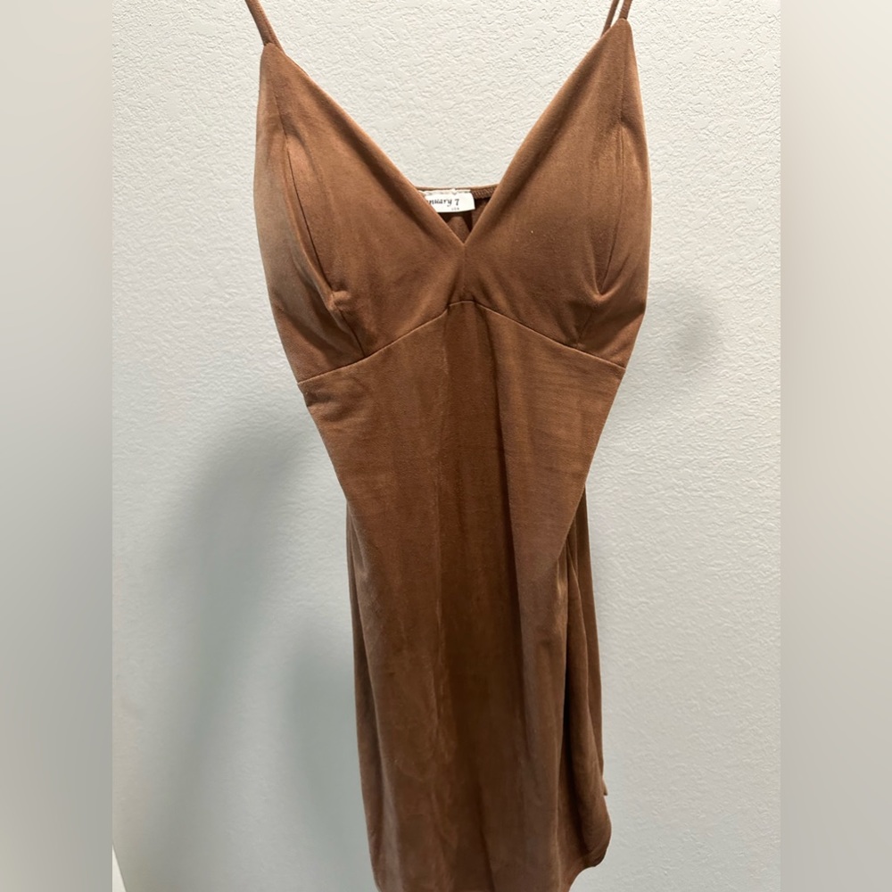 Brown mini thin  strap dress